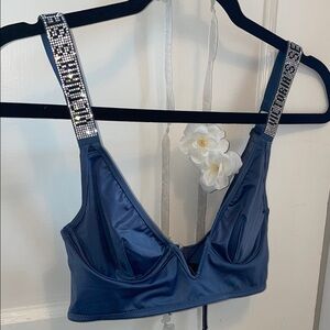 Victoria's Secret Shimmering Blue Bralette with Jewel Straps